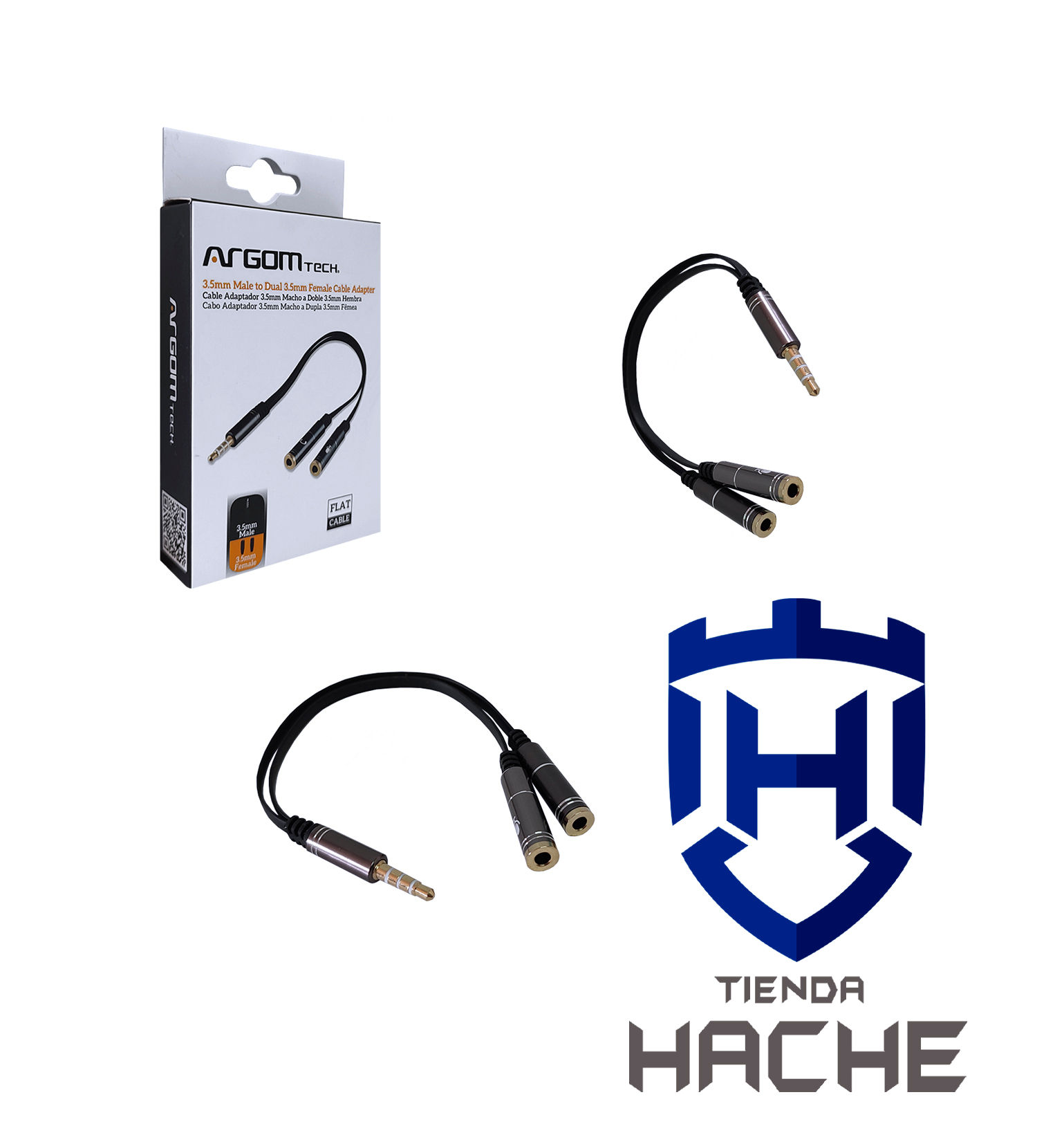 Adaptador Argom Audio y Micrófono Mini Jack 3.5mm
