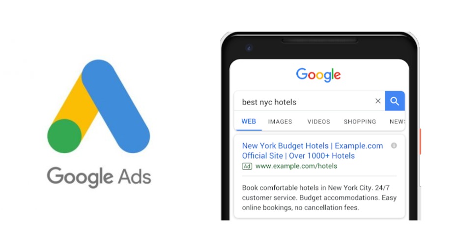 Google Ads search results for "best nyc hotels"