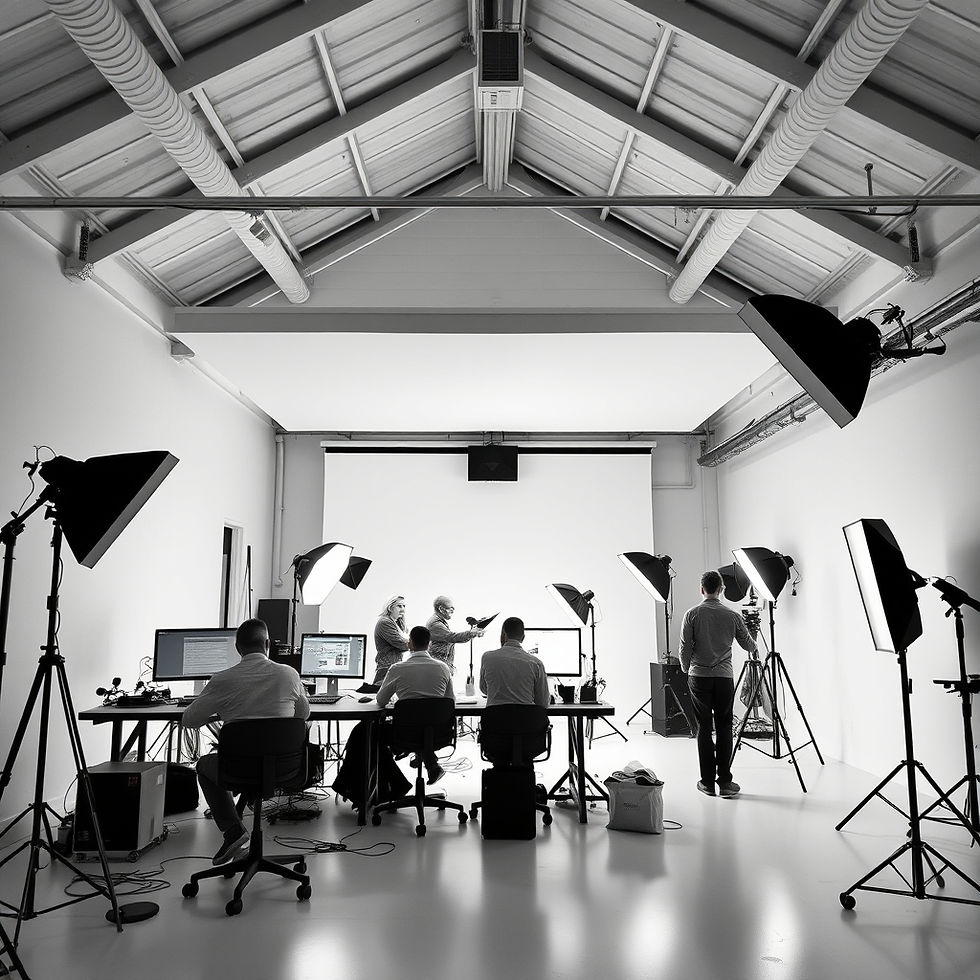 A clean image of a creative in-house studio for a big global company. Photorealistic, New