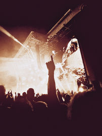 Beautiful light as the crowd goes wild at the Pink show at Austin City Limits 2022. 