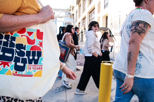 SXSW EDU attendees participating in a walking tour through Austin, Texas.