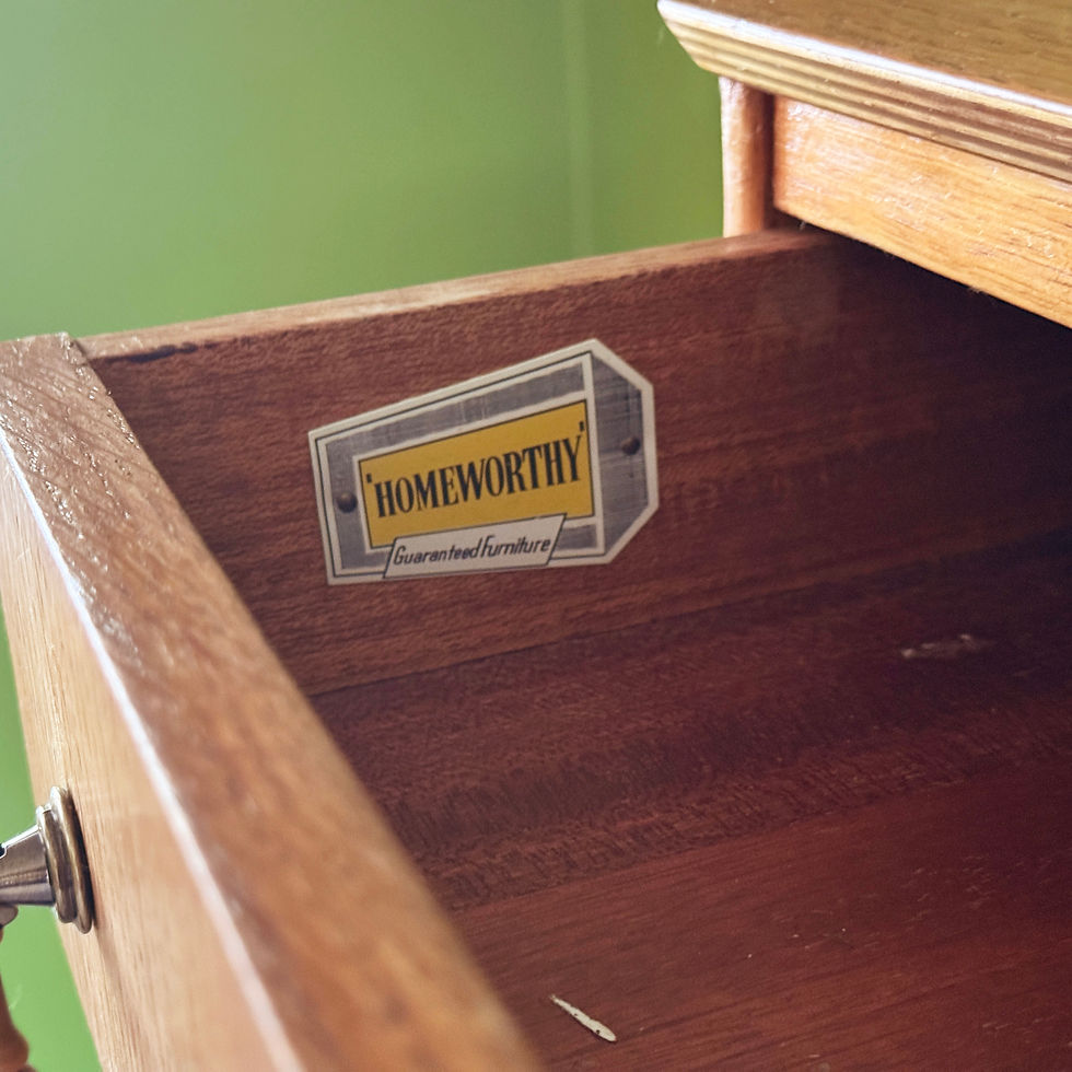 Thumbnail: Mid Century Homeworthy Light Oak Chest of 5 Drawers / Tallboy, 1950s Vintage