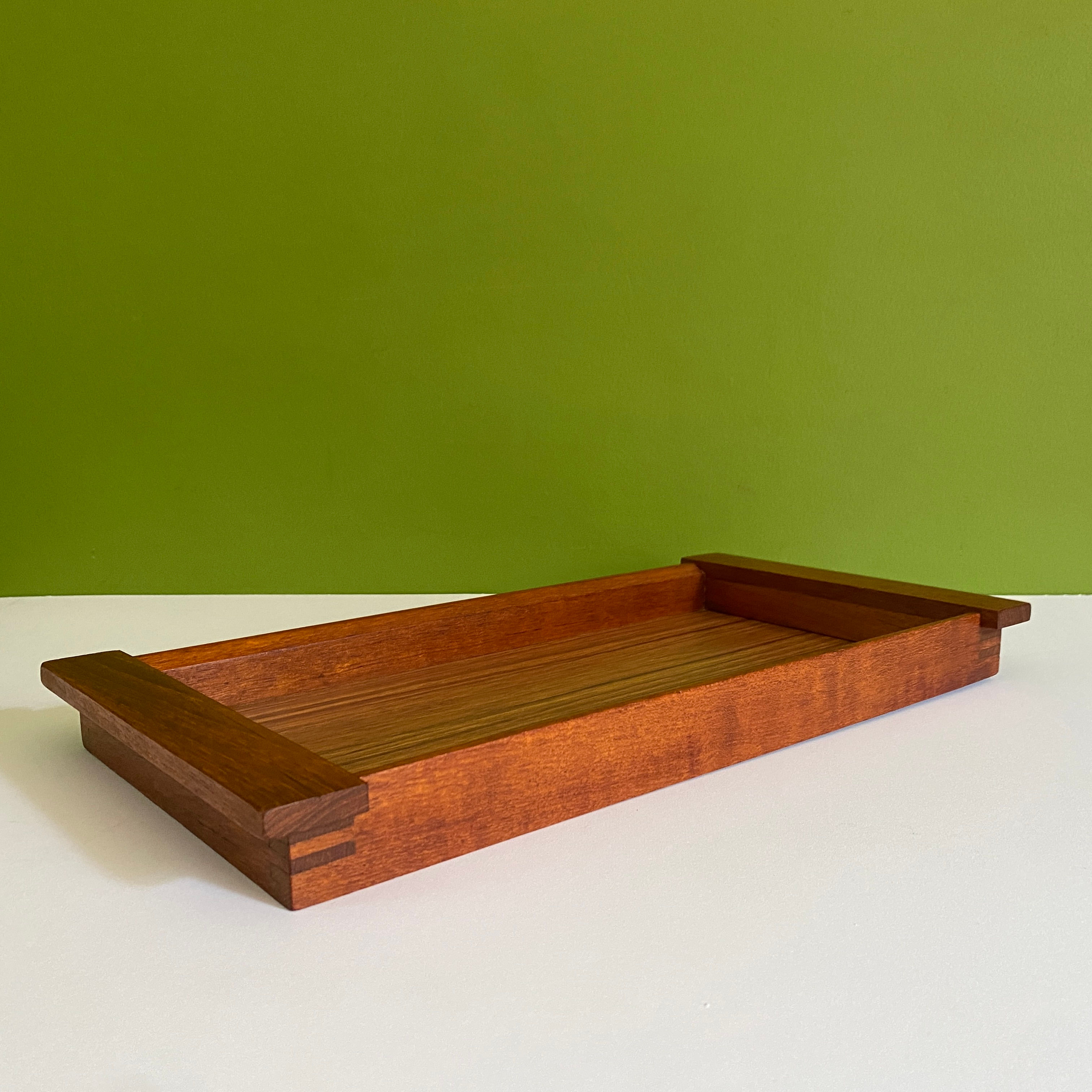 Mid Century Vintage Teak Tea Tray with Melamine Heatproof Surface, 1960s