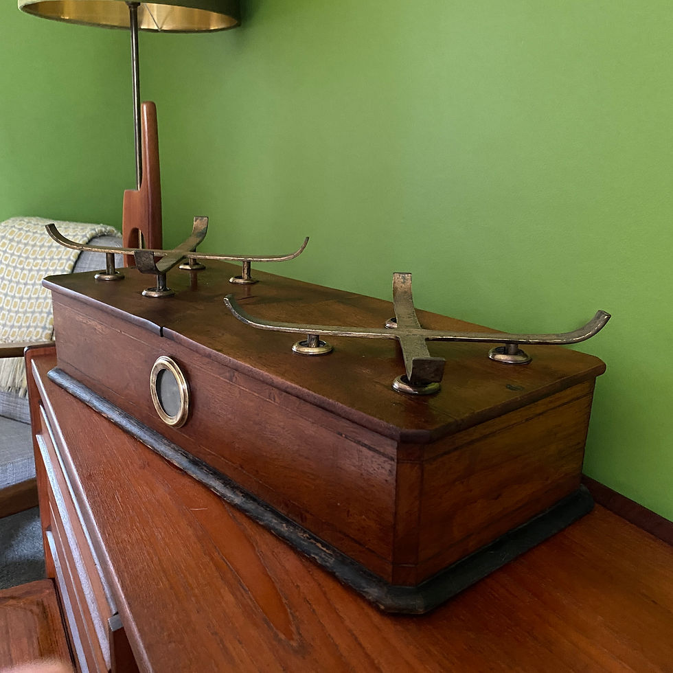 Thumbnail: Antique Victorian French Boulangerie Balance Scales, Brass and Mahogany