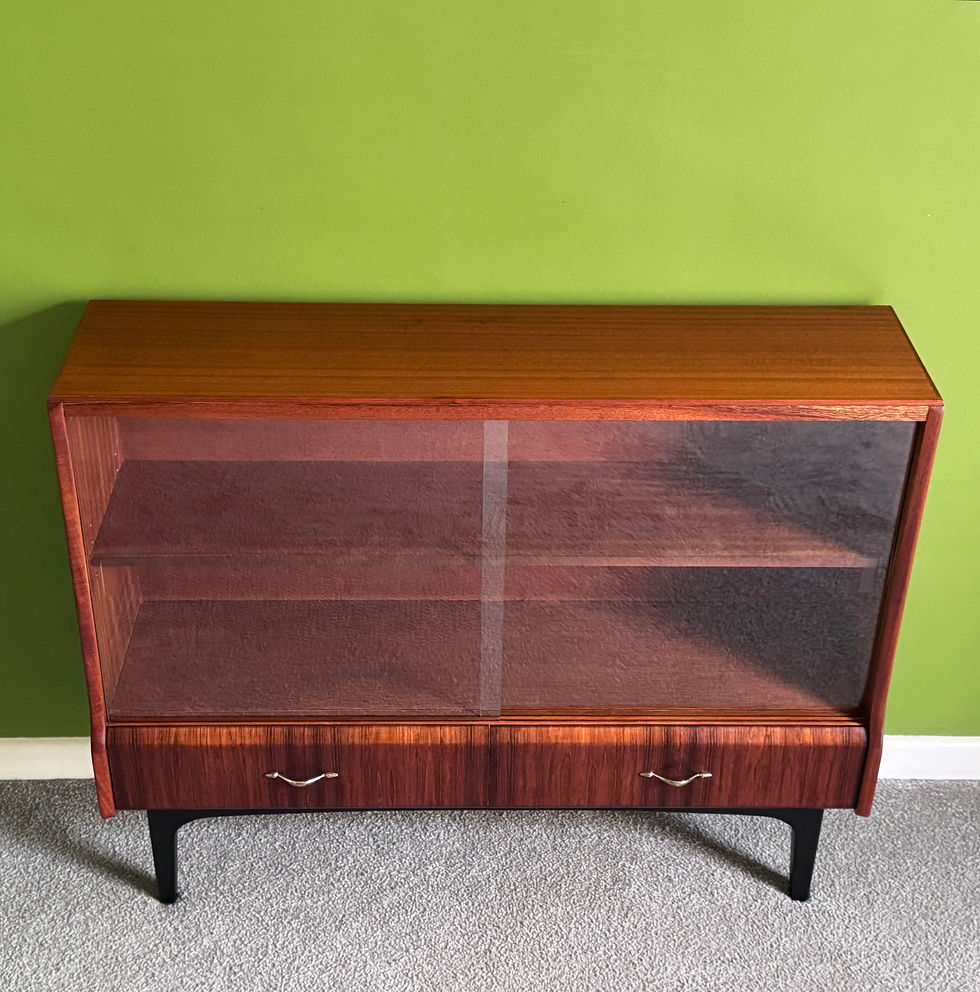 Thumbnail: Jentique 50s Vintage Glazed Bookcase / Display Cabinet with Drawers, Mid Century