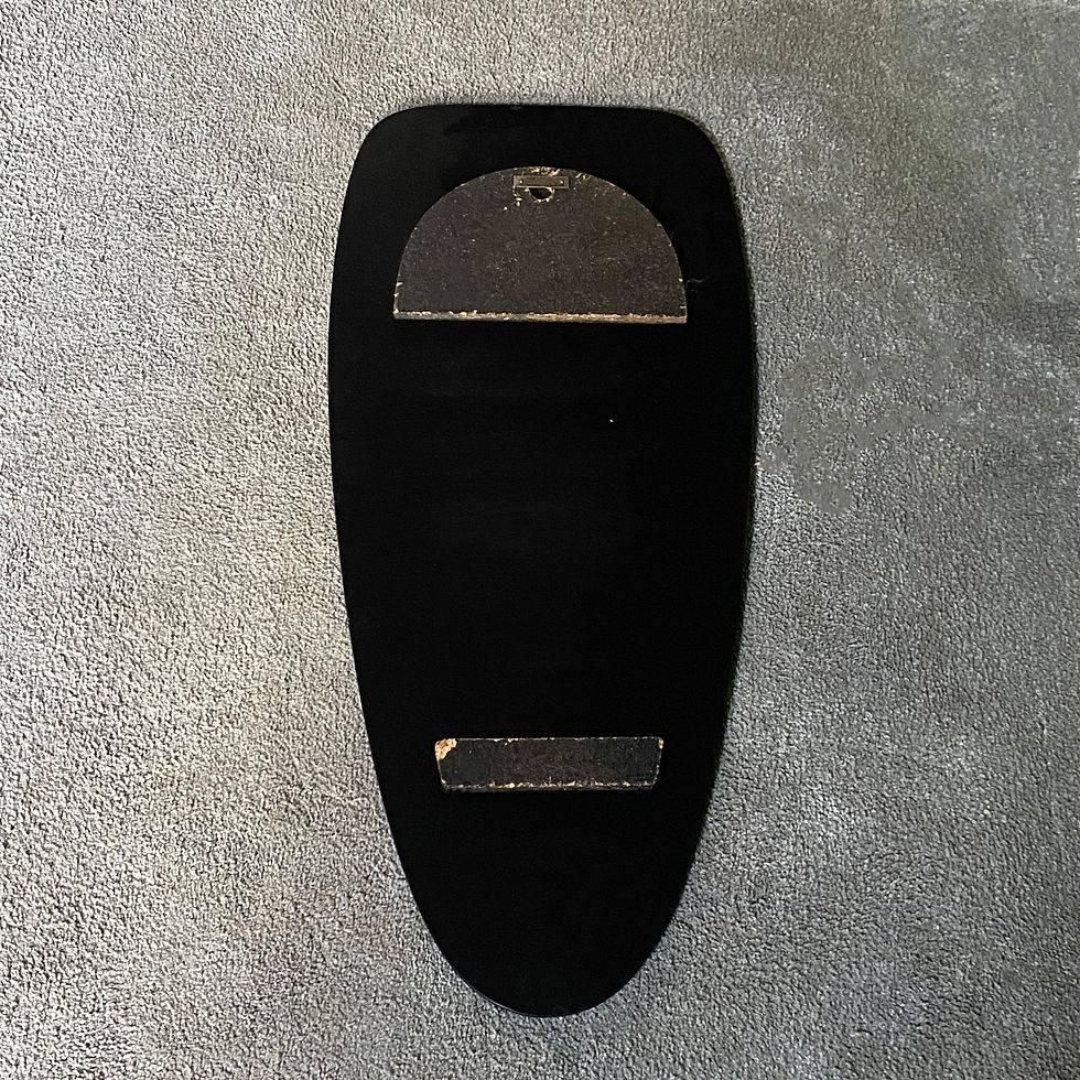Thumbnail: Vintage Atomic Black Painted Glass Wall Mirror, 1950s