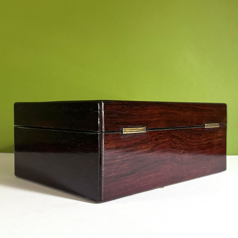 Thumbnail: Antique Victorian Rosewood Jewellery Box, Exceptional Interior, Working Key