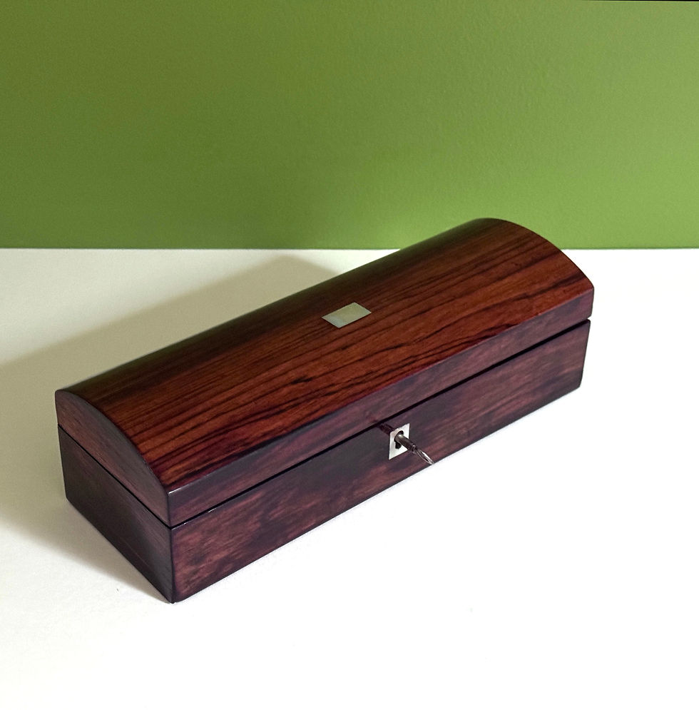 Thumbnail: Victorian Antique Rosewood Jewellery Box with Inlaid Mother of Pearl & Key