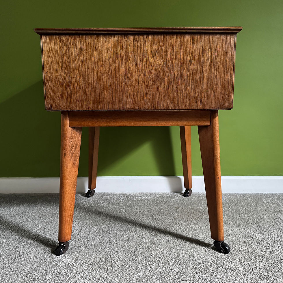 Thumbnail: Mid Century Beech and Walnut Cabinet / Storage Table on Castors, 1950s Vintage