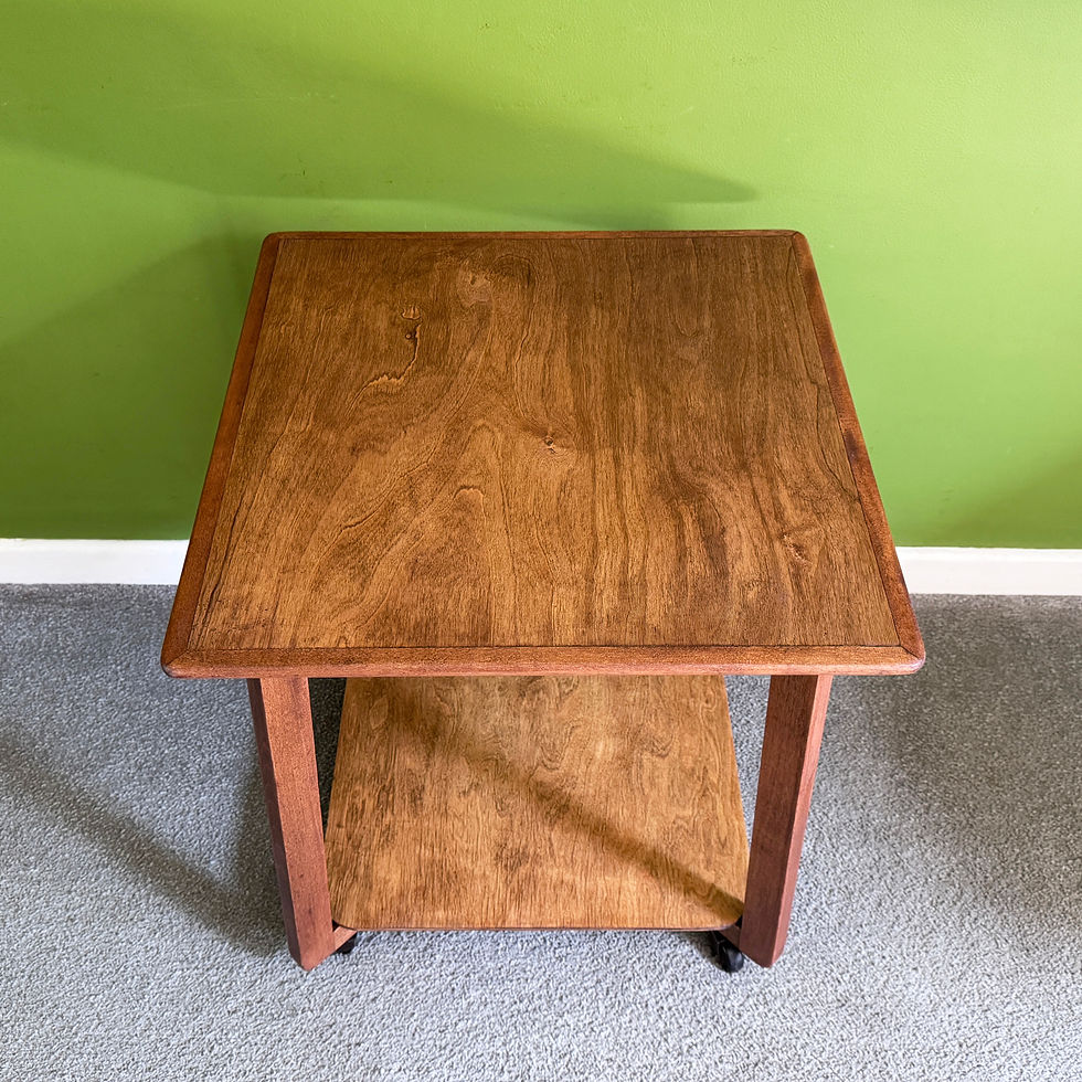 Thumbnail: 1930s 'Moderne' 2 Tier Teak & Birch Trolley Table on Castors
