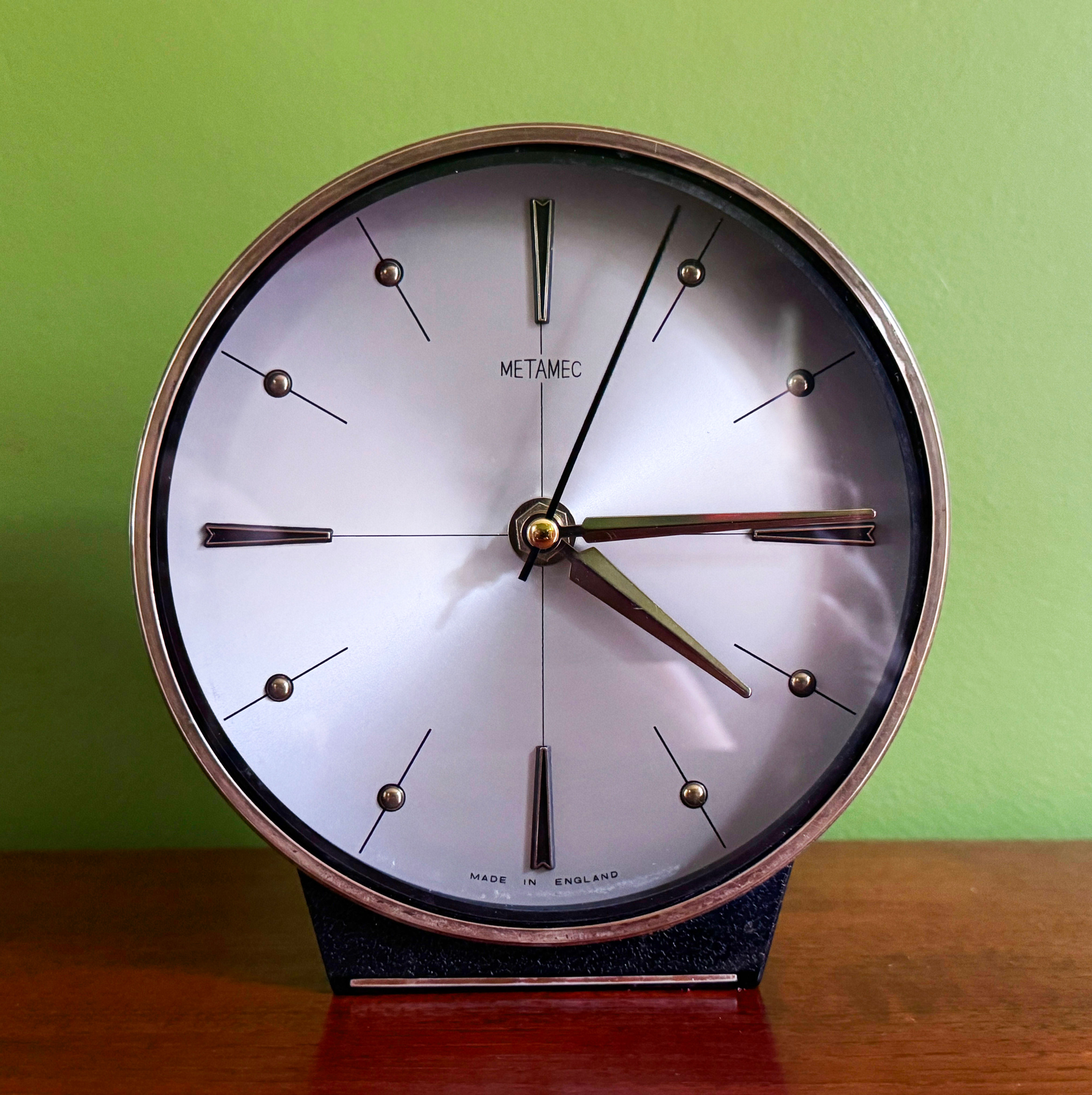 Metamec Mid Century Brass Mantel Clock | 1960s Vintage | Art Deco Inspired