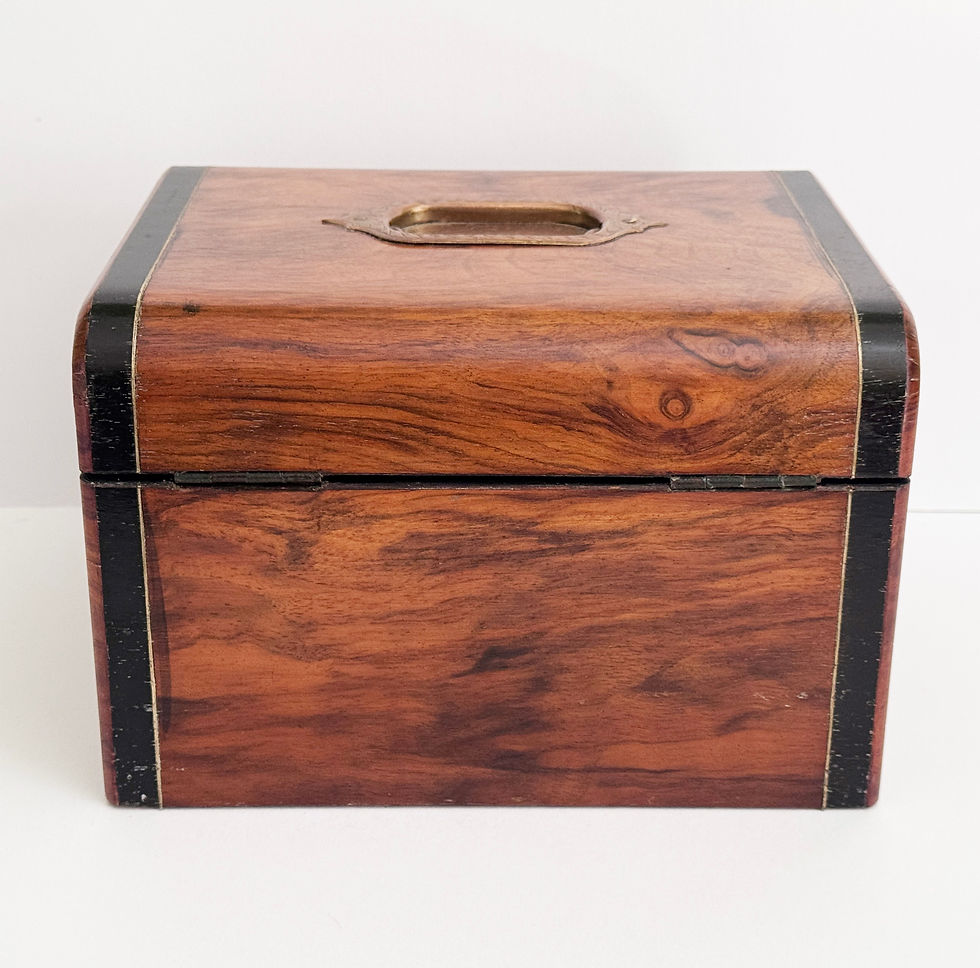 Thumbnail: Antique Victorian Drop Front Walnut Jewellery and Perfume Box, Working Key