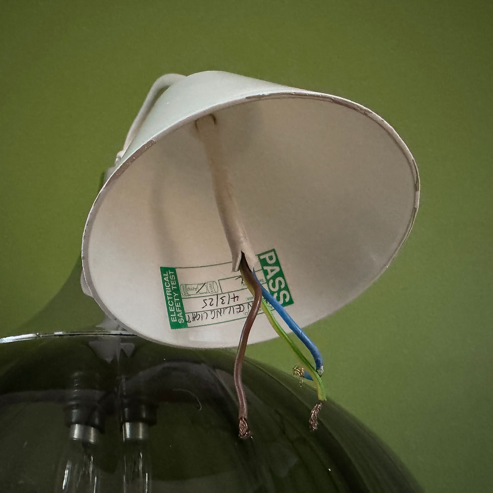 Thumbnail: Mid Century Green and Chrome Glass Pendant Light, 1960s Vintage