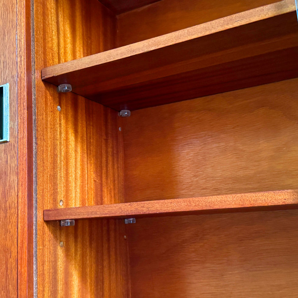 Thumbnail: Lebus Mid Century Teak Book Case / Cabinet with Cupboard and Glass Sliding Doors