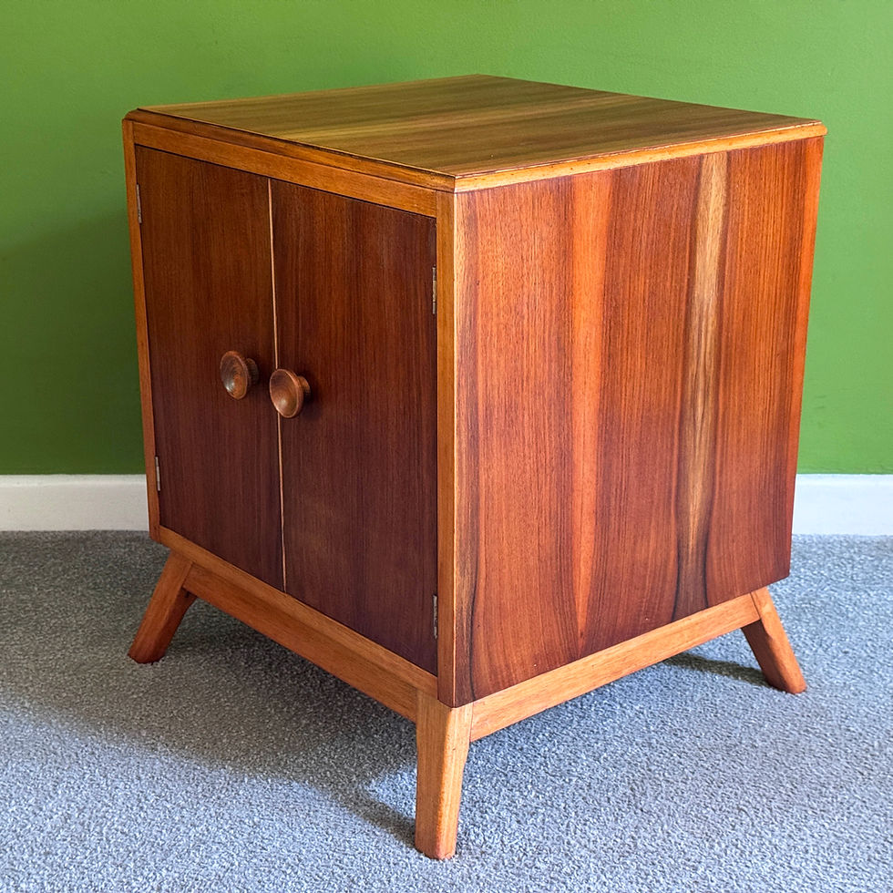 Thumbnail: Mid Century Walnut Vinyl Record Cabinet, 1950s Vintage, Atomic Legs