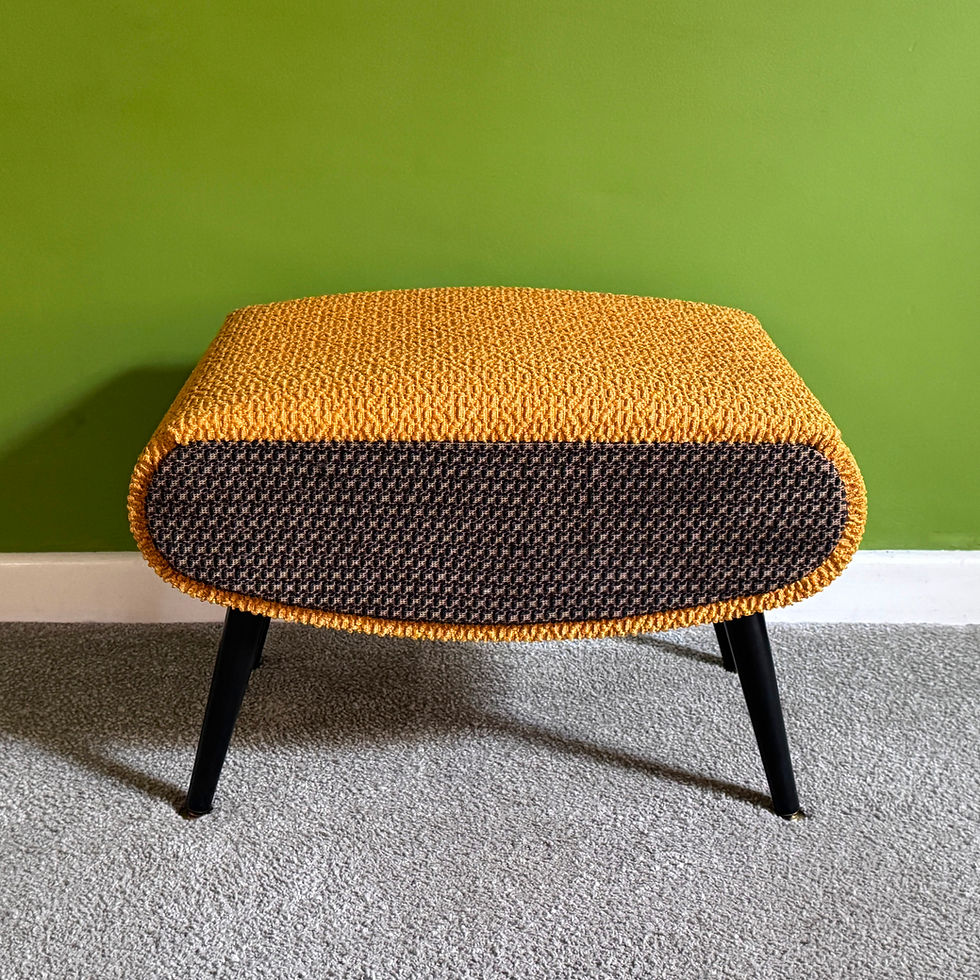 Thumbnail: Sherborne Pandora Mid Century Vintage Sewing Foot Stool in 'Paprika' Gold Moquet