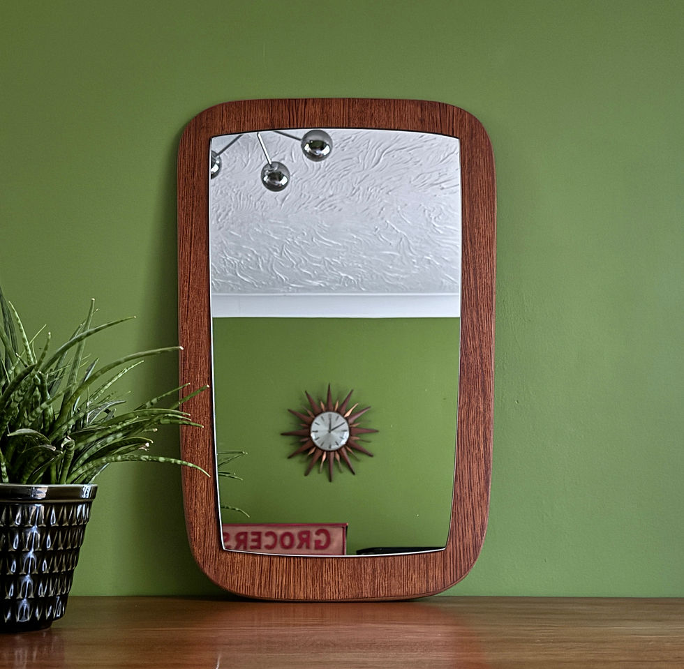 Thumbnail: 1960s Vintage Solid Teak Portrait Wall Mirror, Mid Century Modern