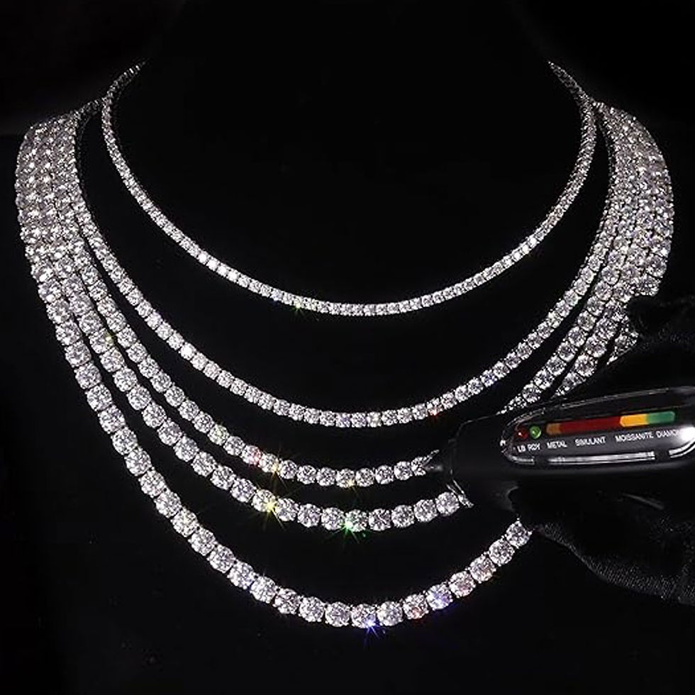 Thumbnail: KNOBSPIN GRA Certified Moissanite Tennis Necklace 2/3/4/5/6.5mm Solid 925 Sterli