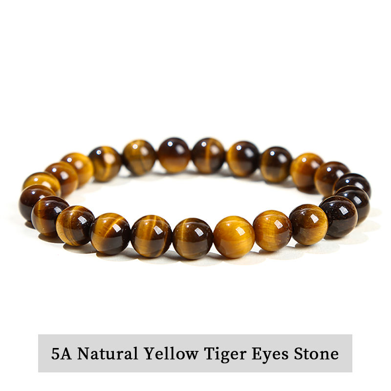 Thumbnail: JD Natural Stone Beads Bracelet Amethyst Tiger Eye Crystal Quartz Agate Gem Bead