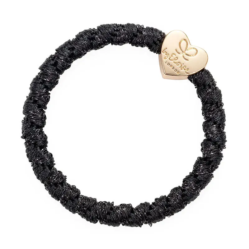 GOLD HEART WOVEN BLACK SHIMMER BANGLE BAND