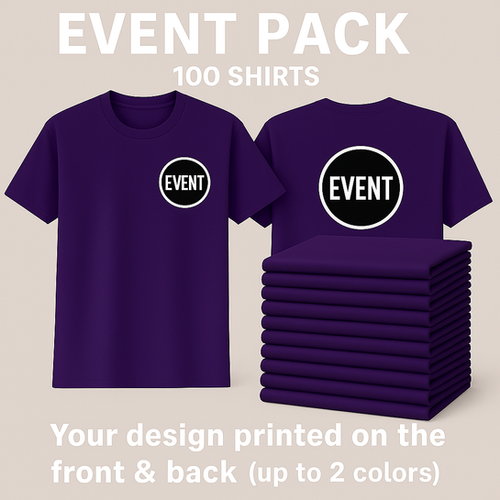 Event Pack | 100 Custom Event Shirts $12 ea. | Free Setup & Shipping ...
