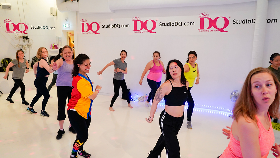 “Zumba instructor Patricia leading a joyful Zumba Fitness class in Stockholm for the Autumn 2026 season.