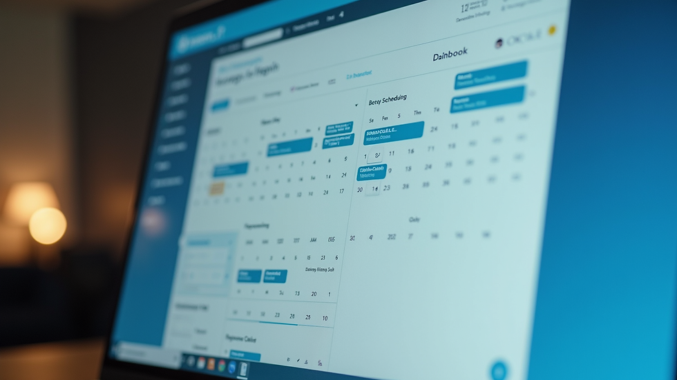 Close-up view of a computer screen displaying a university scheduling dashboard