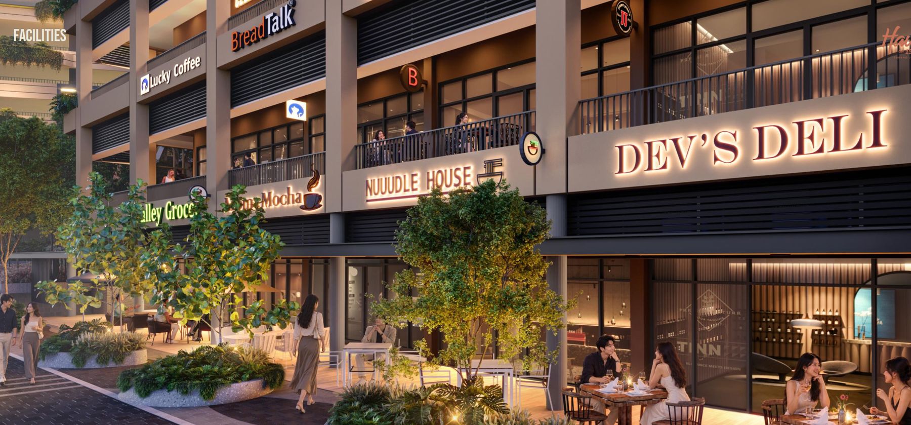 Retail and dining podium at Haus on 15