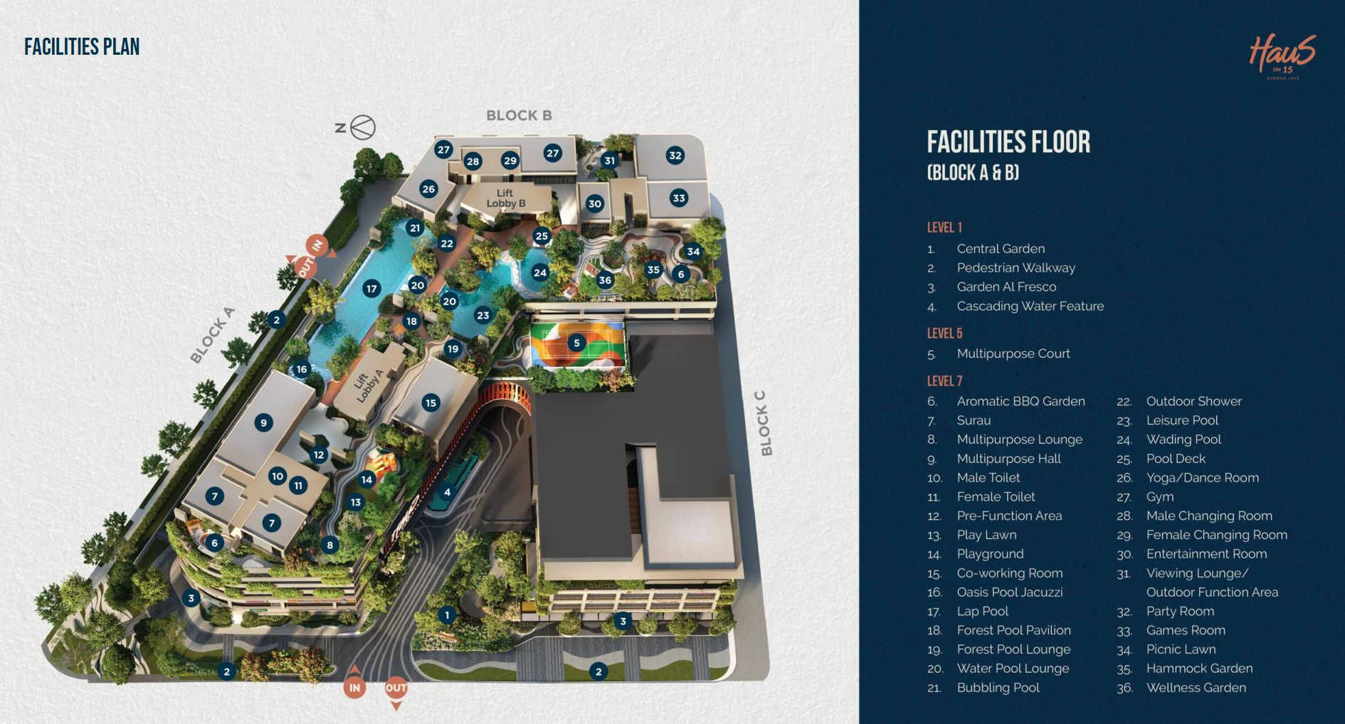 Facilities plan for Blocks A and B