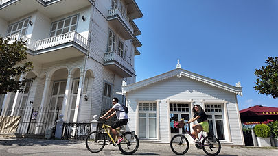 Princes Islands Istanbul with bicycles and historic wooden houses on Büyükada - Blue Brothers tour