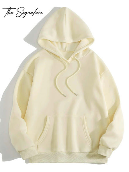 PLAIN CREAM WHITE HOODIE