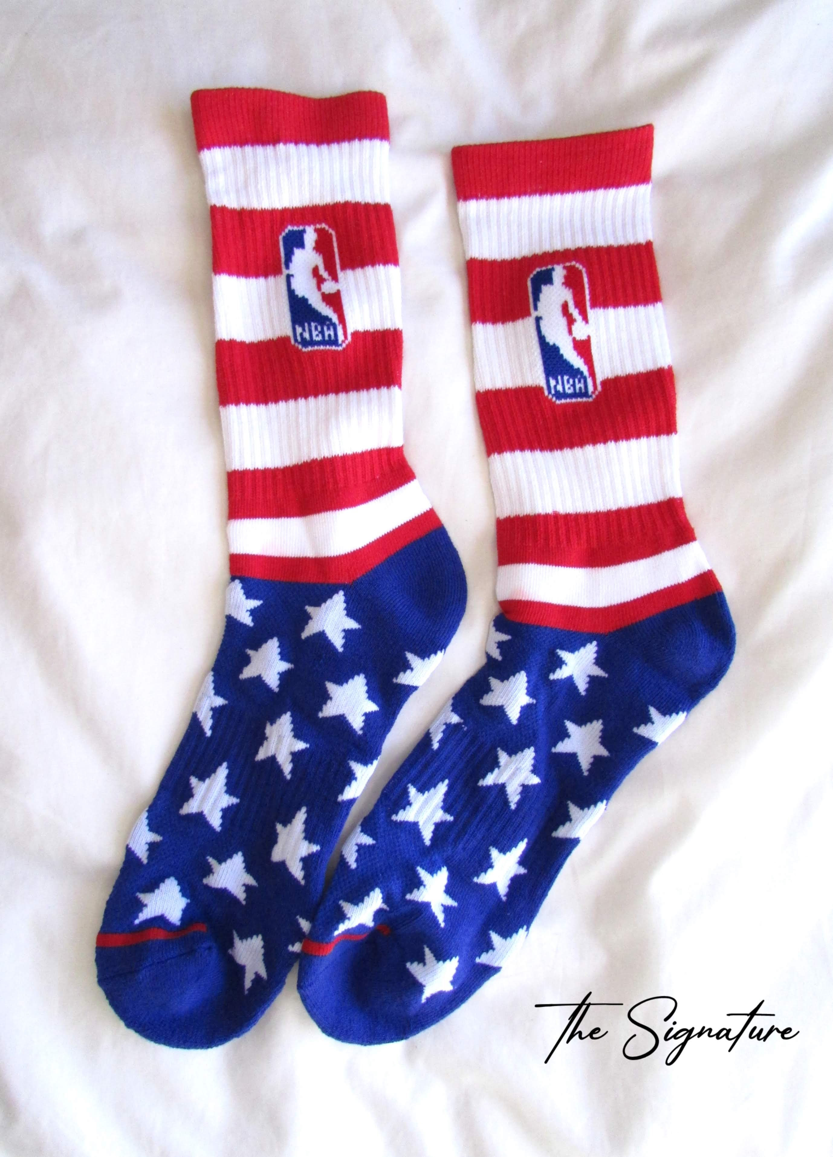 Signature NBA Red and Blue star socks