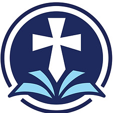 Cross and open book logo