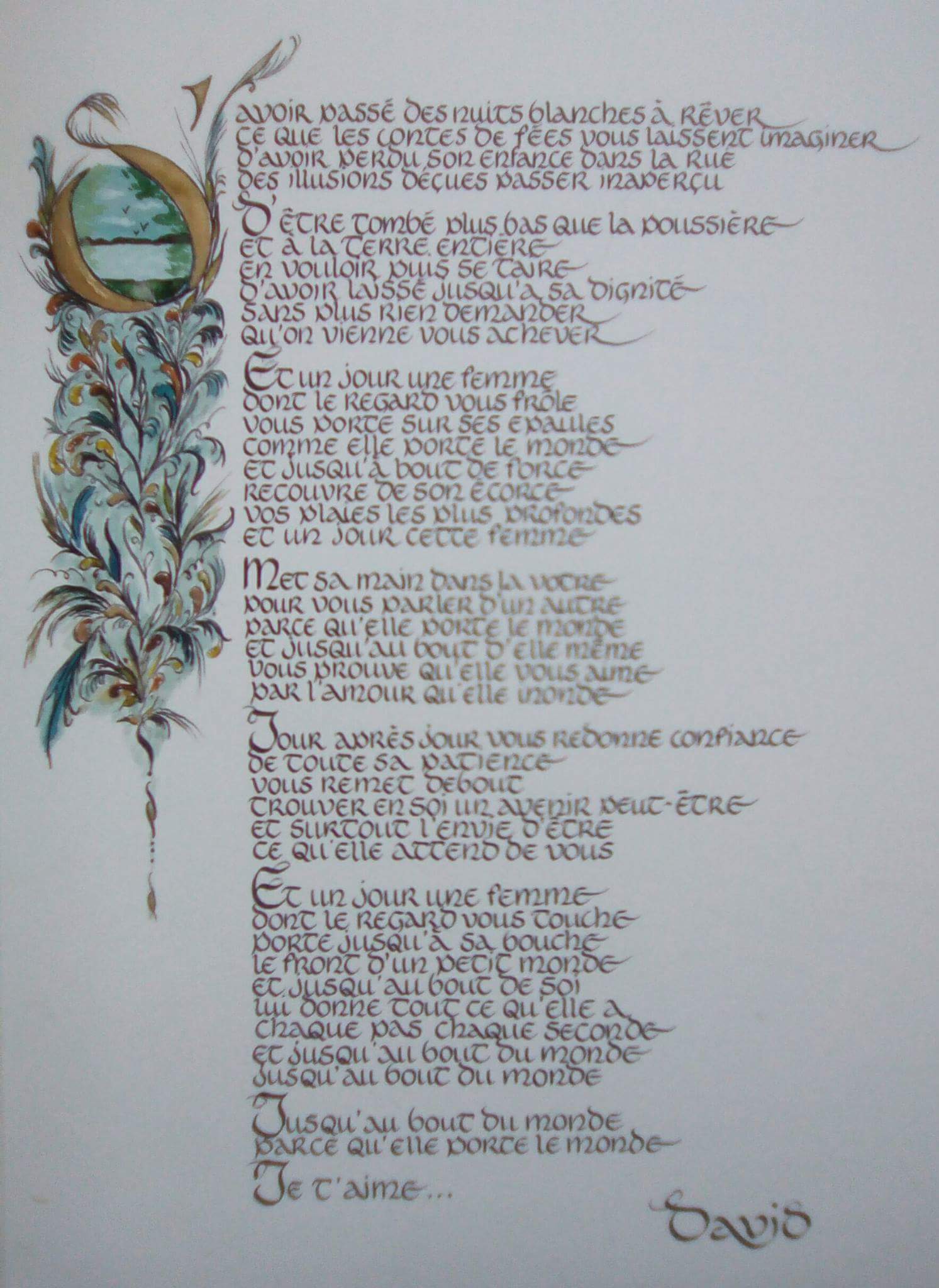 Texte calligraphié et décors