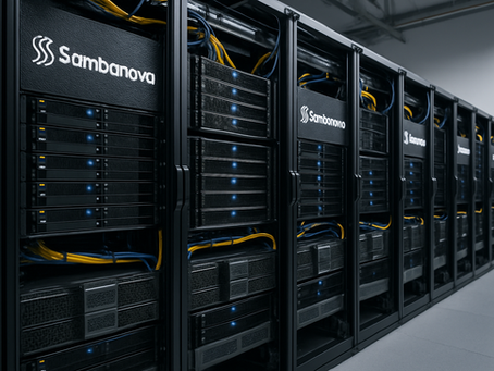 Computer racks in a data center with the phrase sambanova