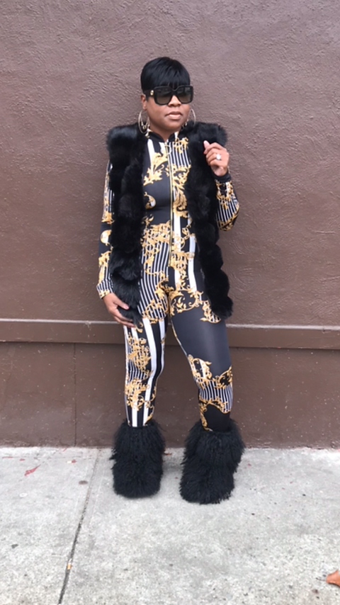 versace print jumpsuit