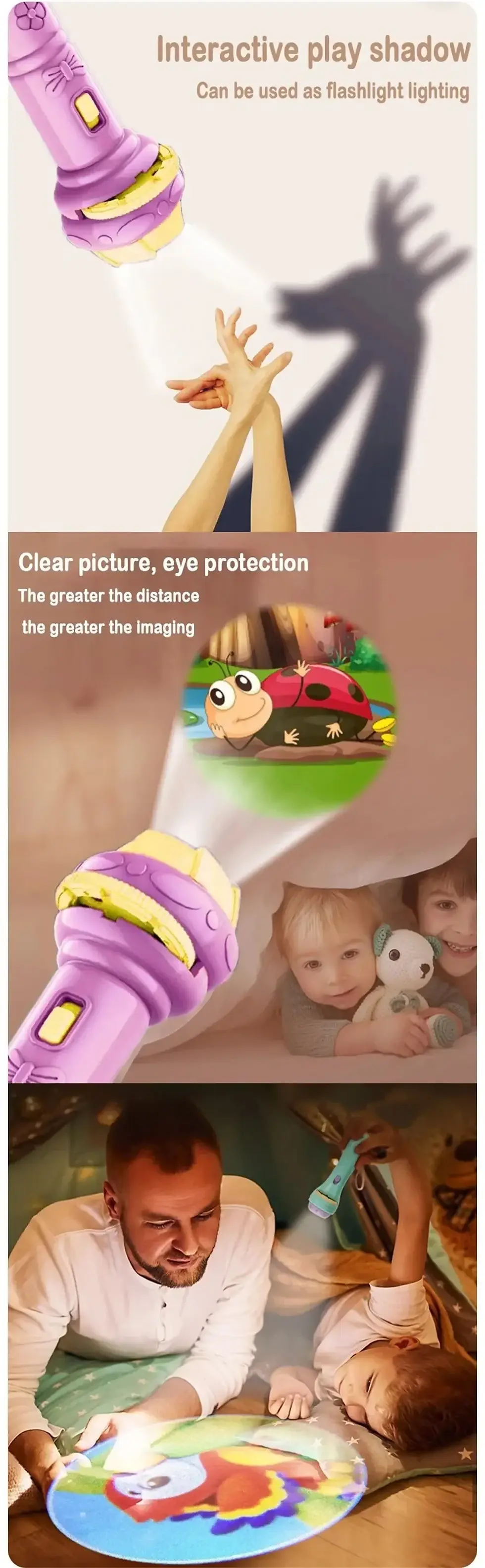 Thumbnail: 10 Cards Cartoon Projection Flashlight 80 Patterns Creative Children Flashlight 