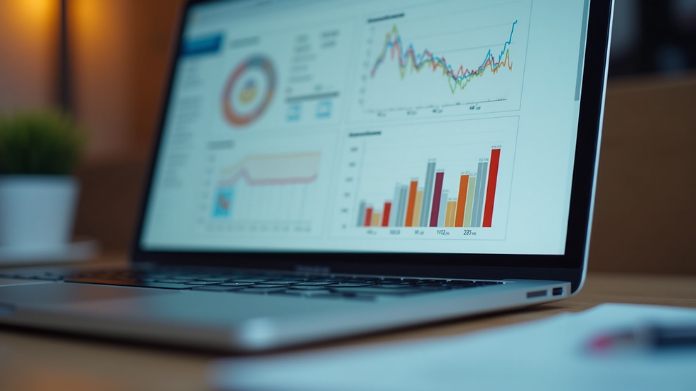 Close-up view of a laptop screen showing SEO analytics dashboard