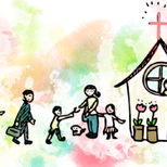 人々が集まる教会の素材