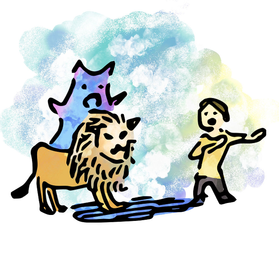 吠えたける獅子のようなサタンの素材