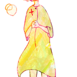 しあわせな祈りをする人の素材