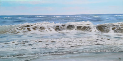 realistic art oil paintings of the Mediterranean around Mallorca, Balearic Islands by artist Toñi Castellanos
