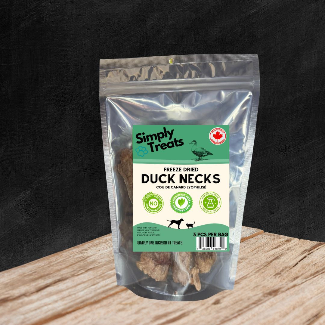 Simply Treats Duck Necks, freeze-dried dog treats