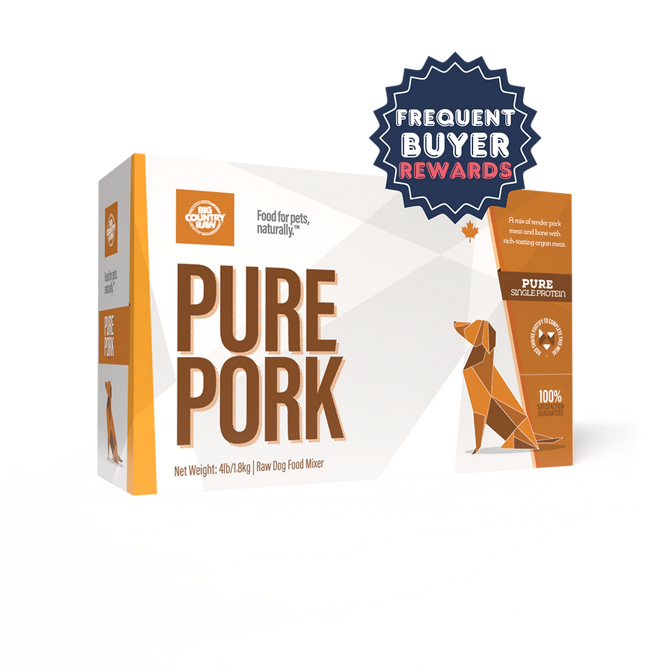 Pure Pork dog food box, Frequent Buyer Rewards