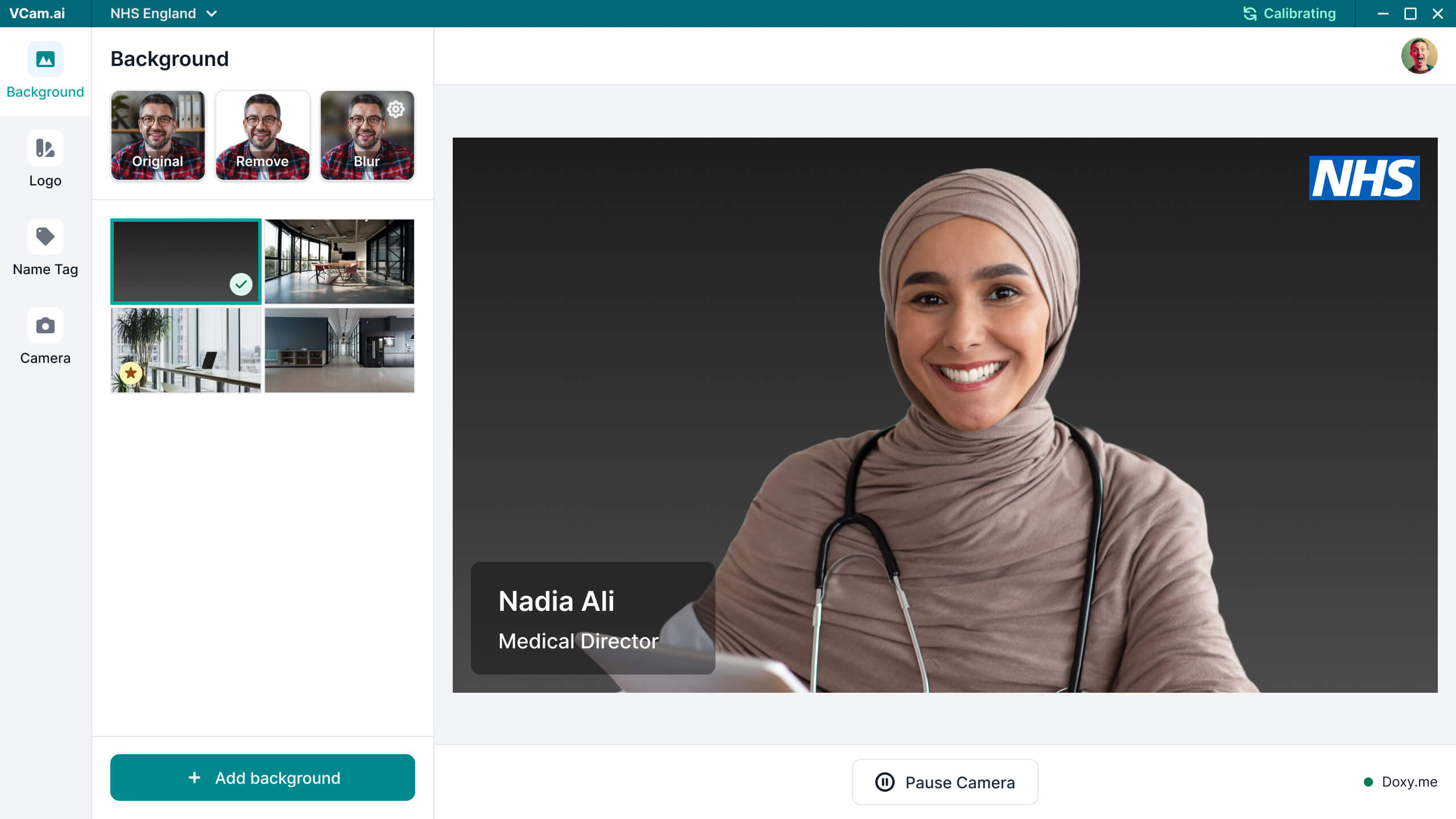 A medical director using VCam to have a professional engagement with a patient.
