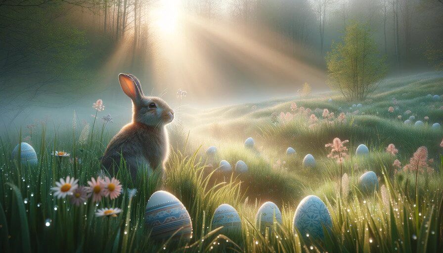 An Easter-themed webcam background.