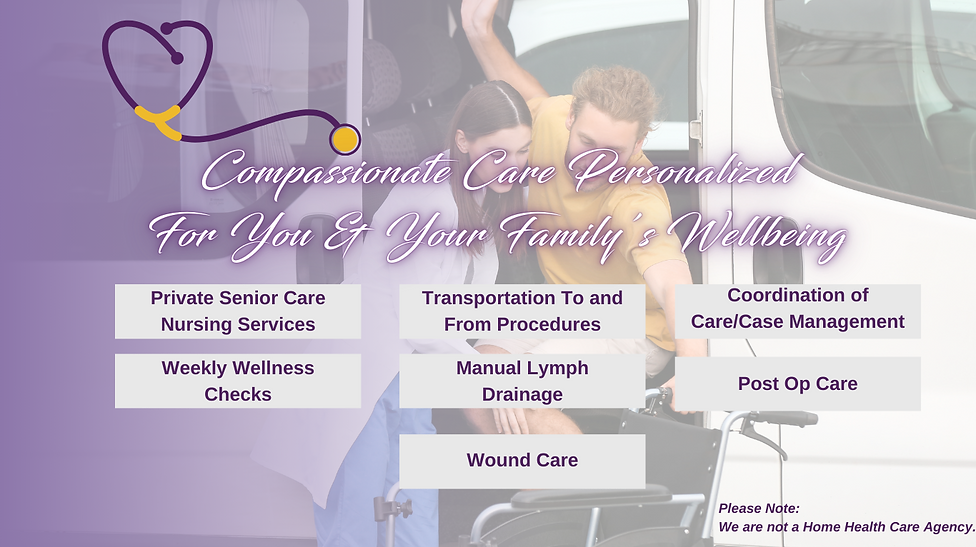 Concierge nursing for in home care and medical transportation for aging and post op patients. We are committed to life long wellness. Chicago, IL
