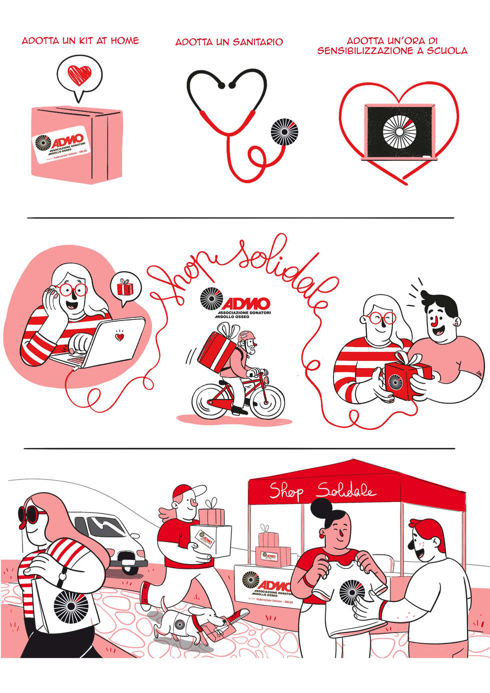 header options and icons for ADMO's website