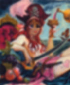 Detail of redheaded pirate, in the sketch for Marc Davis, Portrait of Things to Come