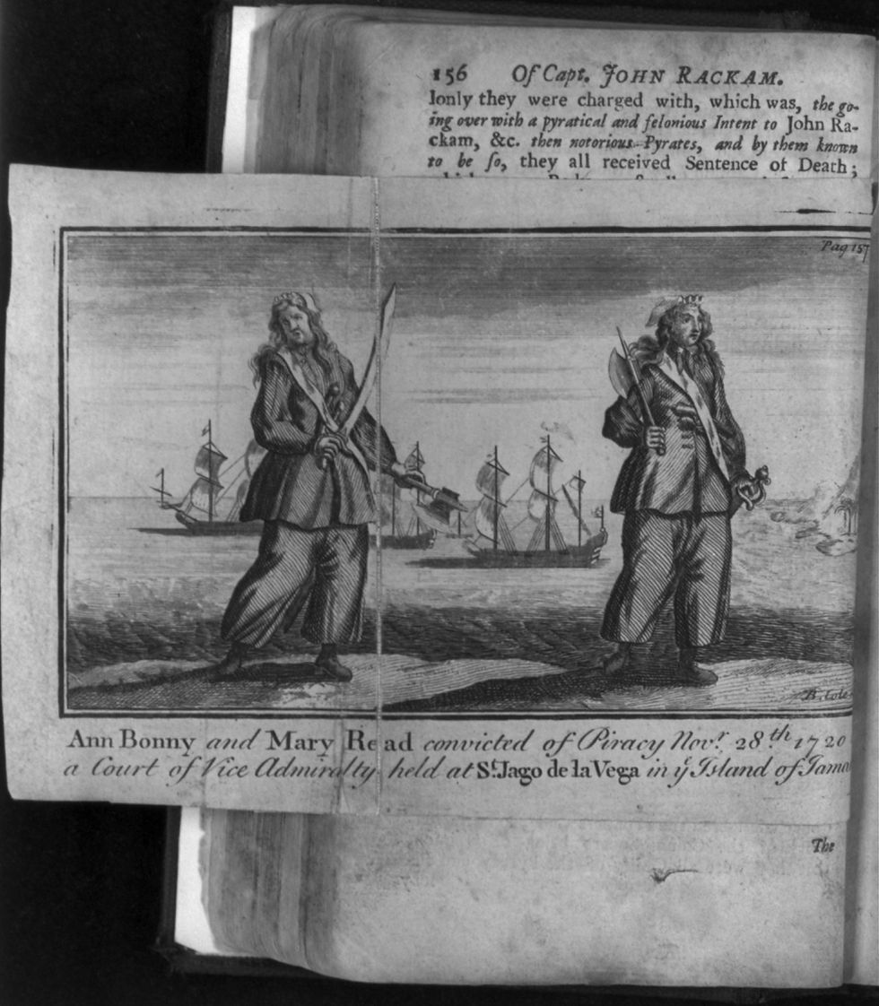 Mary Read and Anne Bonny in A General History of Pyrates by Captain Charles Johnson, 1724.